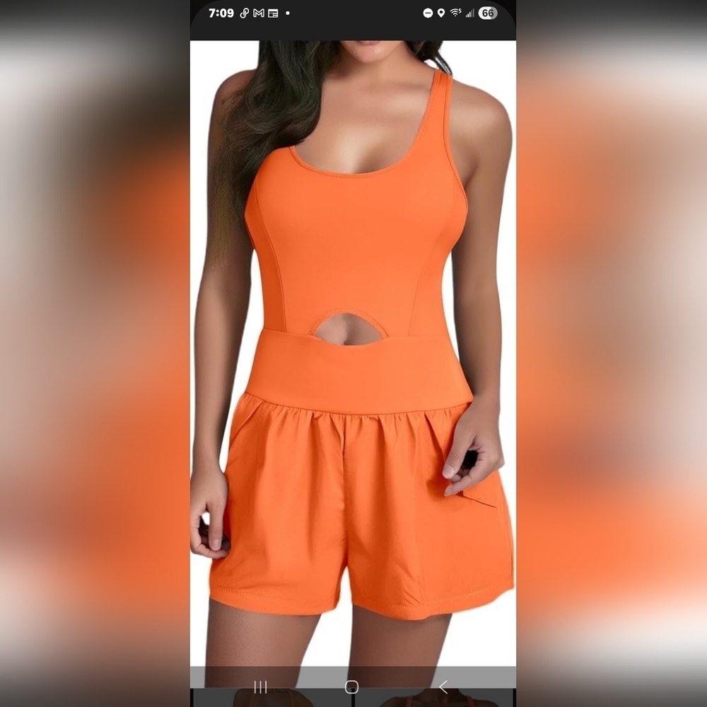 FP Movement by Free People Bright Orange Romper